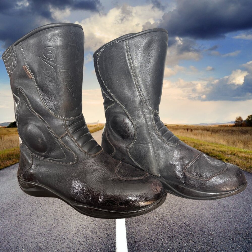 Black Leather Motorcycle Boots Gortex Oxtar EU45